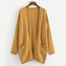 Romwe Pocket Patched Solid Cardigan