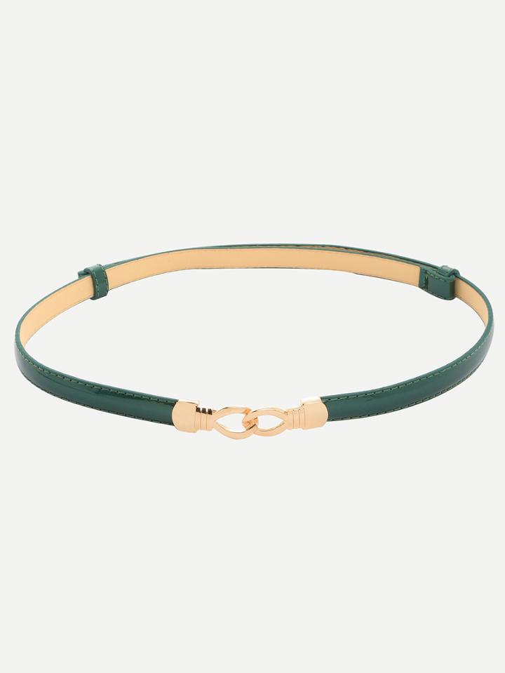 Romwe Dark Green Interlock Thin Belt