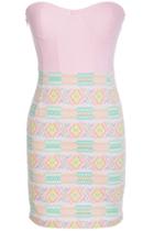 Romwe Tribal Printed Neon Pink Dress