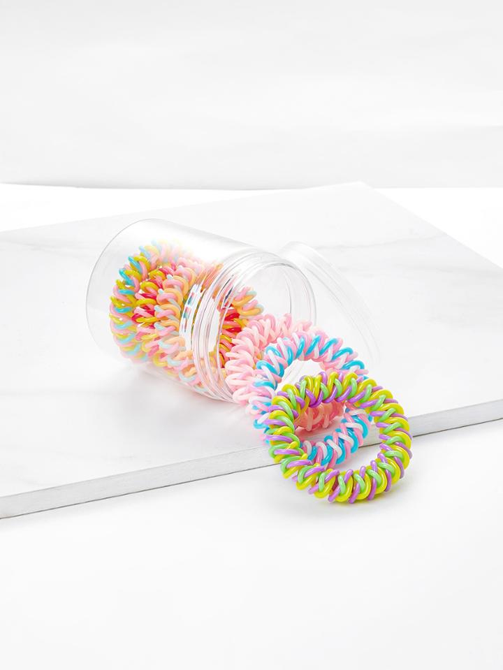 Romwe Color Block Coil Hair Tie 6pcs
