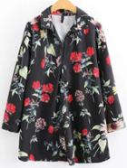 Romwe Black Floral Print Casual Blouse