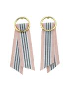 Romwe Pink-gray Long Stripe Cloth Drop Earrings