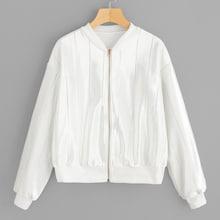 Romwe Striped Zip Up Velvet Jacket