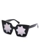 Romwe Black Frame Star Shaped Lens Sunglasses