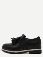 Romwe Black Round Toe Elastic Mixed Espadrille Pu Shoes