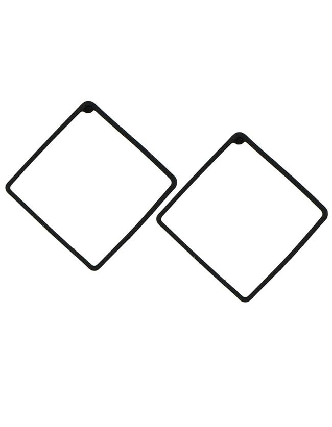 Romwe Black Aquare Stud Earrings