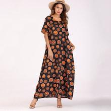 Romwe Fruit Print Hidden Pocket Longline Dress