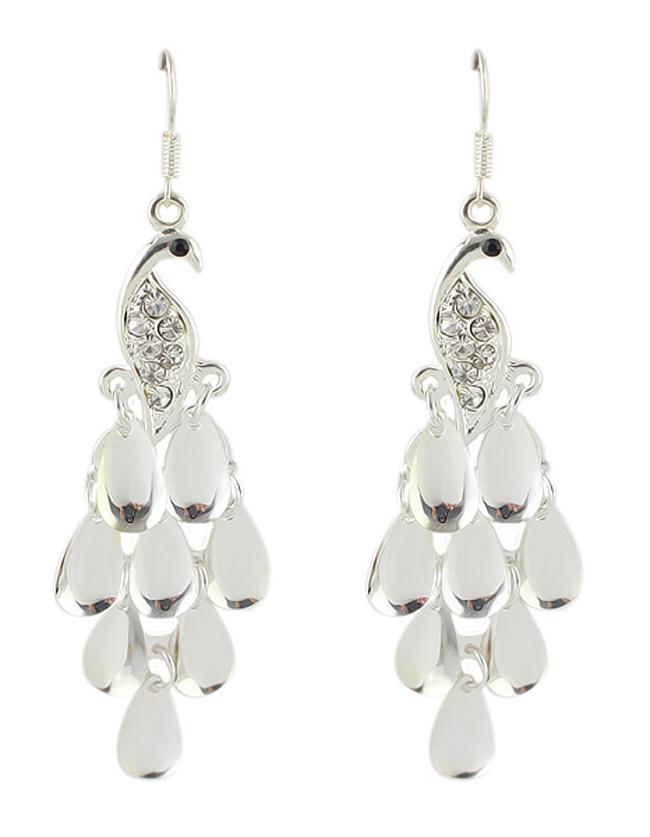 Romwe Latest Design Leaf Shape Women Long Hanging Drop Earrings