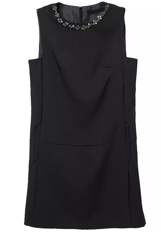 Romwe Black Sleeveless Rhinestone Slim Dress