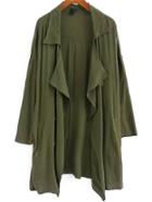 Romwe Lapel Long Sleeve Army Green Coat