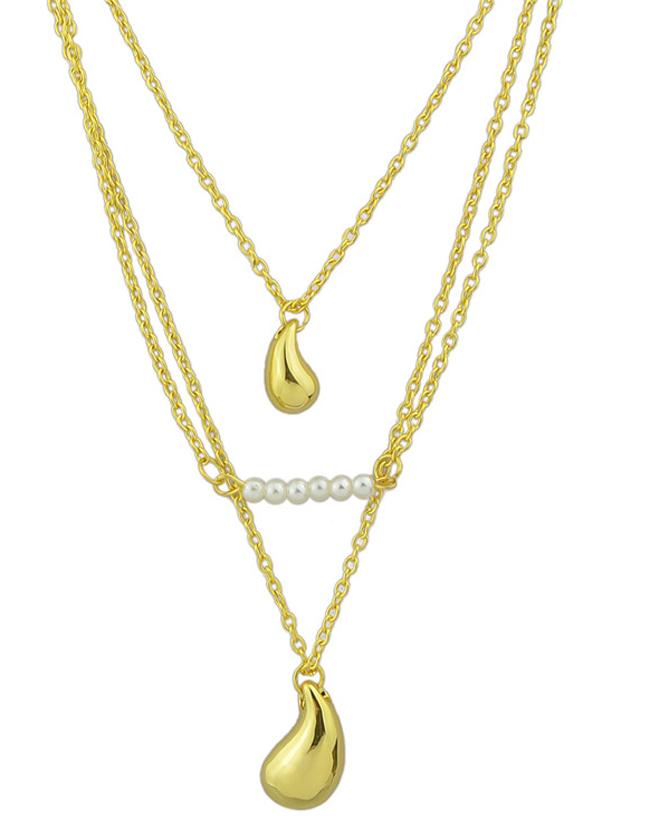 Romwe Gold Plated Multilayers Chain Necklace