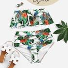 Romwe Tropical Flounce Bikini Set