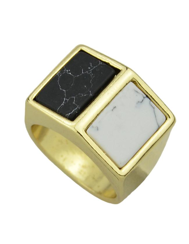 Romwe Gold Plated Turquoise Big Ring