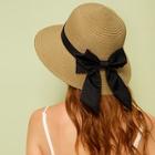 Romwe Bow Tie Decor Straw Hat