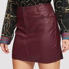 Romwe Plus Pu Double Pocket Skirt