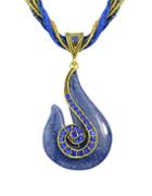 Romwe Blue Beads Chain Pendant Necklace