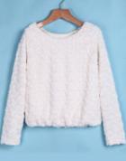 Romwe Faux Fur Crop White Top