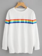 Romwe Rainbow Stripe Sweatshirt