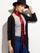 Romwe Burgundy Silky Skinny Scarf