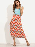 Romwe Multicolor Chevron Print 2 In 1 Dress