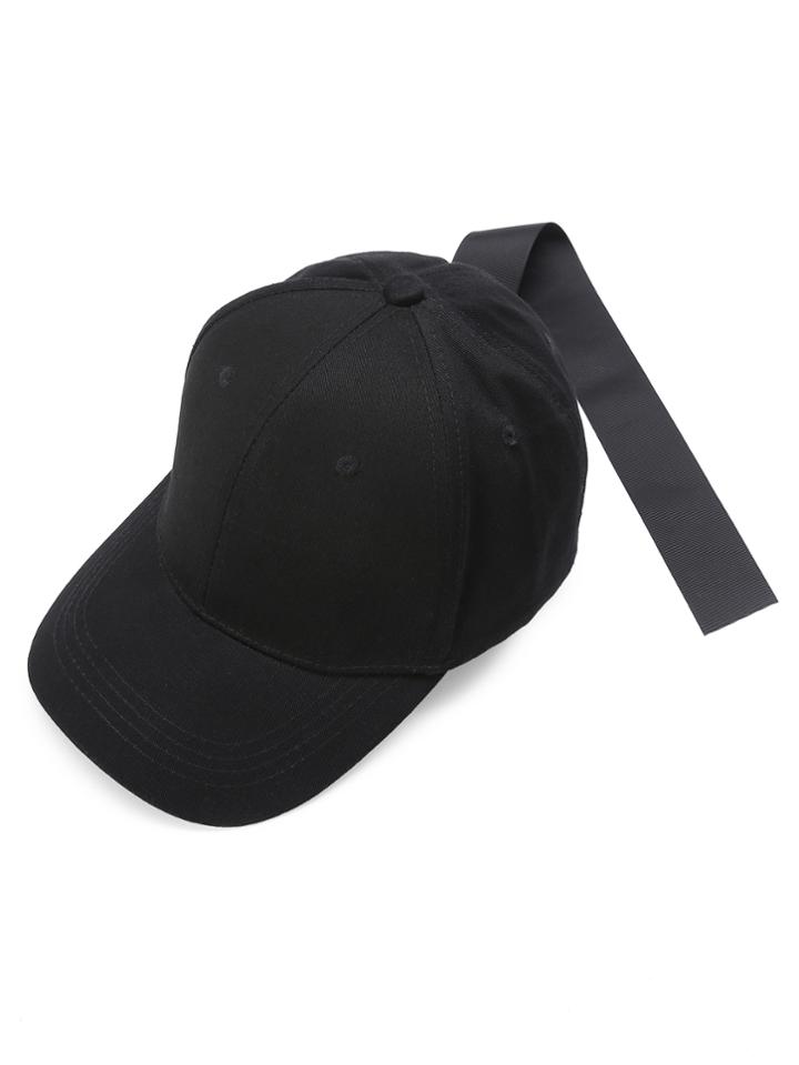 Romwe Plain Baseball Cap With Strap