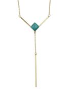 Romwe Green Plated Long Chain Necklace