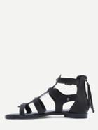 Romwe Black Open Toe Caged Cutout Gladiator Sandals