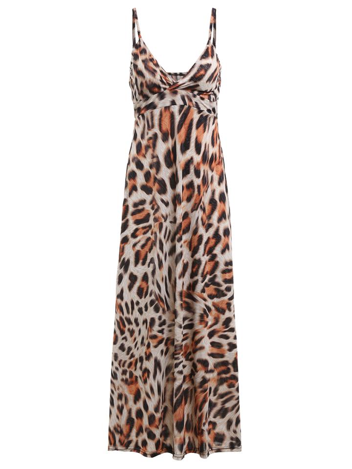 Romwe Spaghetti Strap Leopard Dress