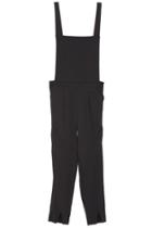 Romwe Romwe Crossed Pocketed Split Crop Black Suspenders