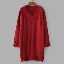 Romwe Roll Trim Drop Shoulder Long Sweater