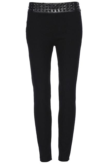 Romwe Fake Pu Rivet Black Pants
