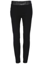 Romwe Fake Pu Rivet Black Pants