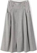 Romwe Elastic Waist With Pockets Pale Grey Skirt