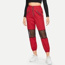Romwe Contrast Mesh Pants