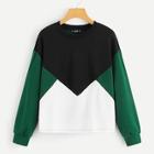 Romwe Drop Shoulder Color-block Sweatshirt