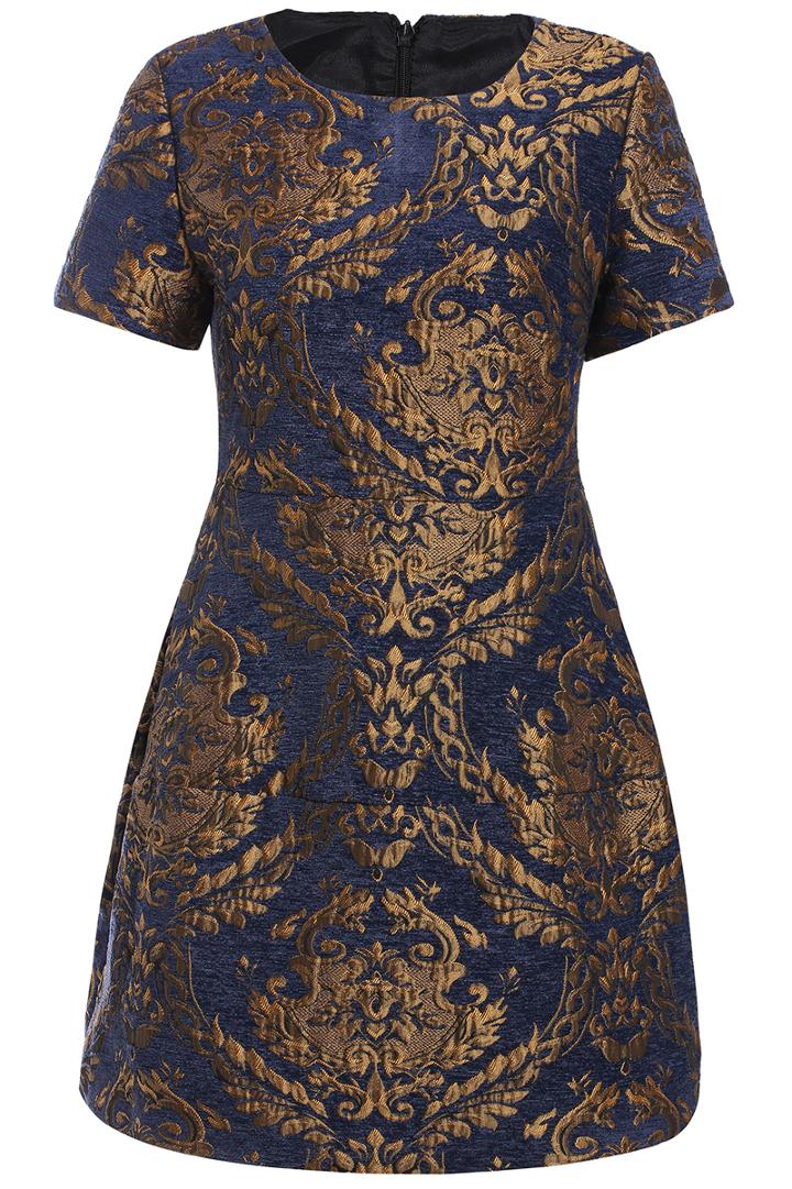 Romwe Floral Print Flare Dress