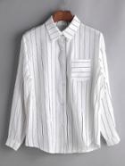 Romwe White Vertical Striped Shirt