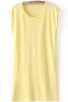 Romwe Knit Side Split Sun Yellow Dress