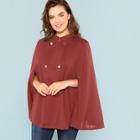 Romwe Plus Double Breasted Solid Cape Coat