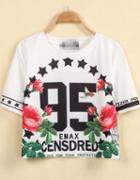 Romwe Stars 95 Print Crop T-shirt