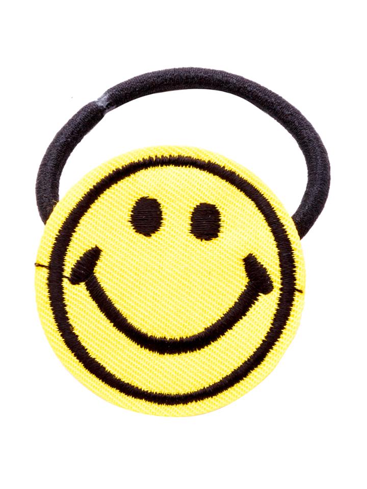 Romwe Yellow Embroidered Smiley Face Hair Tie