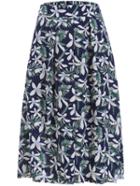 Romwe Elastic Waist Flower Print Wide Leg Pant