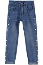 Romwe Bead Bleached Denim Pant