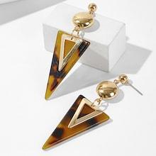 Romwe Leopard Pattern Triangle Drop Earrings