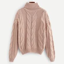 Romwe Rolled Neck Solid Jumper