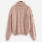 Romwe Rolled Neck Solid Jumper