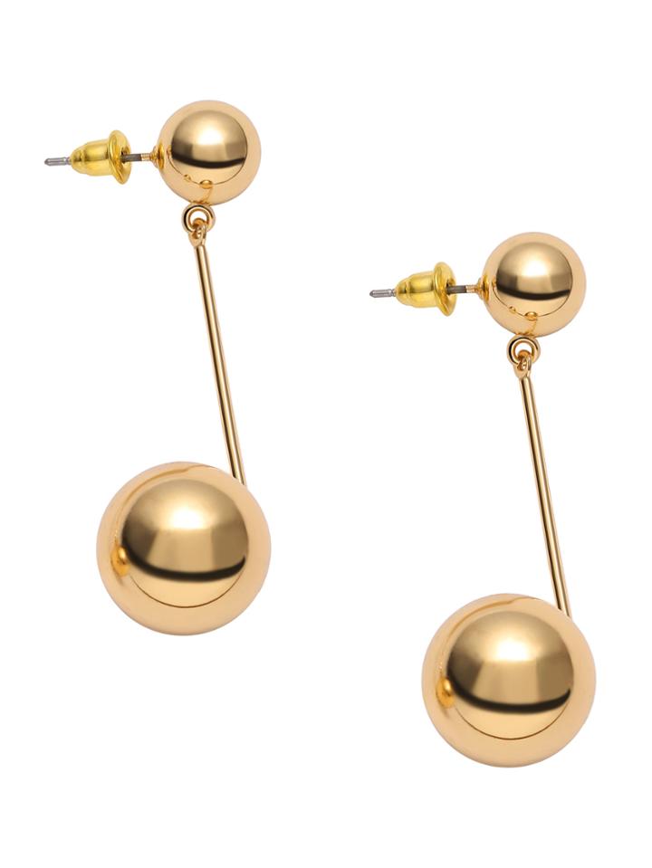 Romwe Gold Plated Metal Ball Drop Earrings