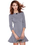 Romwe Flouncing Slim Grey Dress