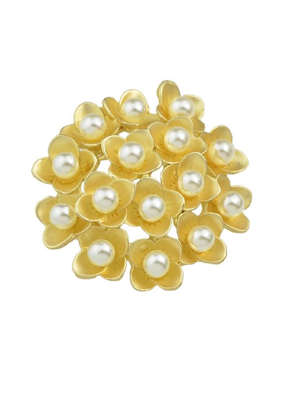 Romwe Imitation Pearls Flower Brooch