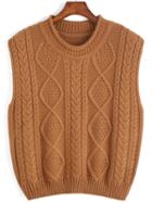 Romwe Cable Knit Sweater Vest